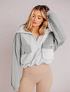 Cocolii sweatshirt fermeture éclair poches manches longues femme élégant décontracté mode casual