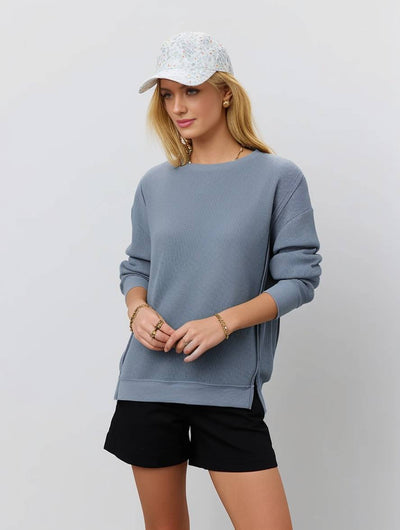 Cocolii sweatshirt unicolore col rond manches longues femme élégant décontracté mode casual