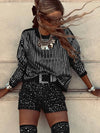 Cocolii sweatshirt de fête femme brillante paillette col rond manches longues vintage décontracté casual haut pour soirée noël