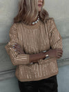 Cocolii sweatshirt de fête femme brillante paillette col rond manches longues vintage décontracté casual haut pour soirée noël