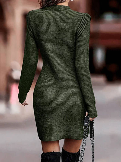 Cocolii pull mini robe moulante col rond manches longues femme casual élégant mode décontracté huats automne