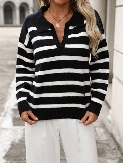 Cocolii pull rayé manches longues femme élégant décontracté mode ample hauts