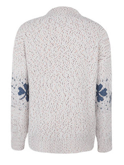 Cocolii noël pull imprimé neige motif col montant manches longues femme élégant décontracté casual