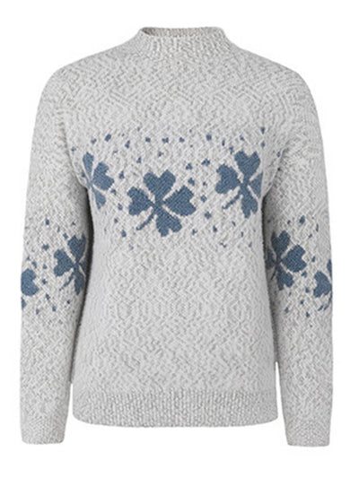 Cocolii noël pull imprimé neige motif col montant manches longues femme élégant décontracté casual