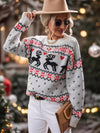 Cocolii noël pull coeur wapiti lettres col rond manches longues femme élégant décontracté casual hauts