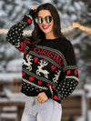 Cocolii noël pull coeur wapiti lettres col rond manches longues femme élégant décontracté casual hauts