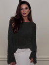 Cocolii pull en tricot femme brillante paillette col rond manches longues élégant décontracté oversized hauts