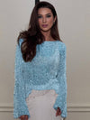 Cocolii pull en tricot femme brillante paillette col rond manches longues élégant décontracté oversized hauts