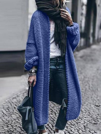 Cocolii longue cardigan en grosse maille unicolore manches longues femme oversized gris