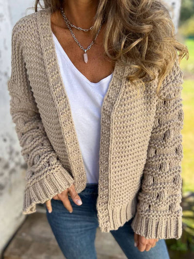 Cocolii cardigan en grosse maille manches longues femme élégant décontracté lâche oversized veste