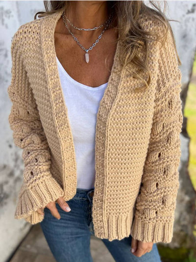 Cocolii cardigan en grosse maille manches longues femme élégant décontracté lâche oversized veste