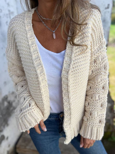 Cocolii cardigan en grosse maille manches longues femme élégant décontracté lâche oversized veste