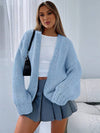 Cocolii cardigan en grosse maille unicolore épaule tombante manches longues femme élégant décontracté ample oversized blouson