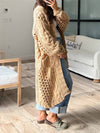 Cocolii cardigan en grosse maille v-cou poches manches longues femme décontracté ample oversized casual pull