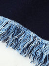 Cocolii cardigans femme bohème court bleu marine frange ceinture manches longues tricot motif cachemire kimono veste chic