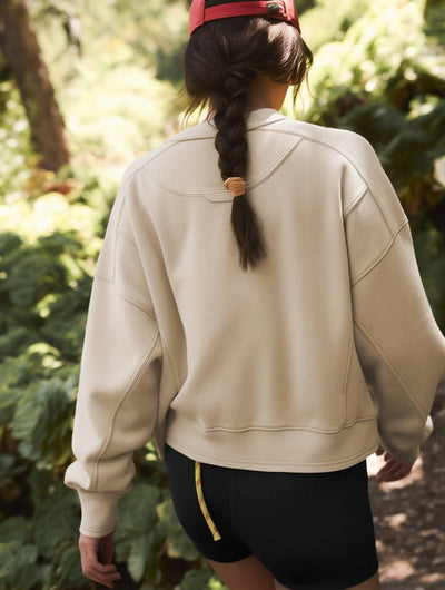 Cocolii hauts unicolore col rond manches longues femme élégant décontracté mode casual